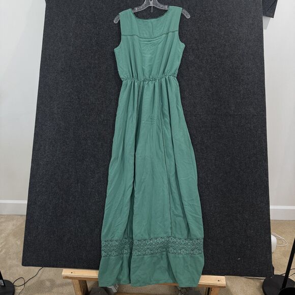 Matilda Jane Dress Women's Medium Green Maxi Button Boho Lace Detail Sundress - Picture 6 of 6